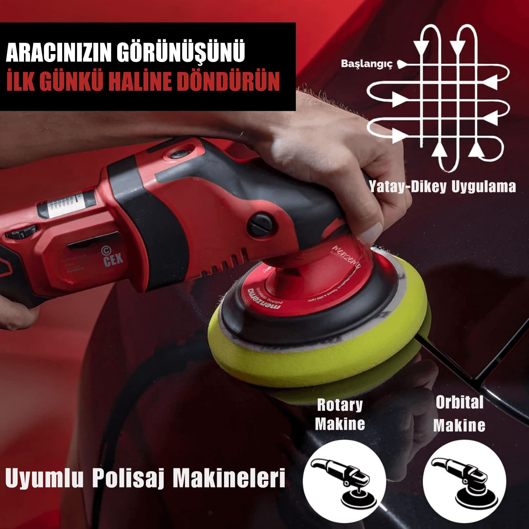 MENZERNA Ağır Kesim Kalın Pasta Süngeri 2li Paket (Kırmızı) - 95mm - 4